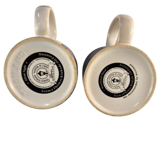 Thomas Kinkade 1990 Coffee Mug Set Stonehearth Hutch and Silent Night Winter Sce - Picture 7 of 10